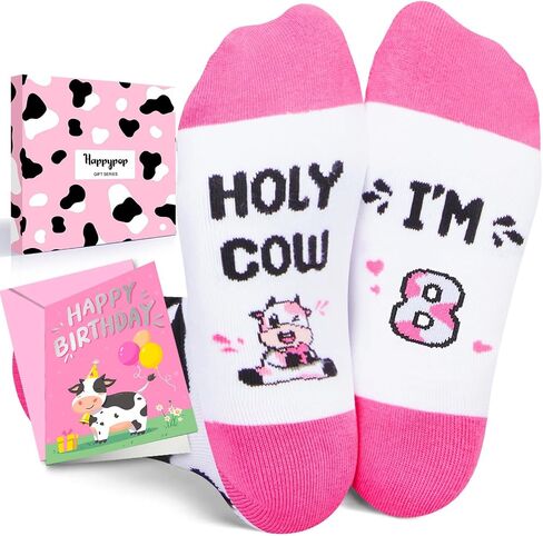 HAPPYPOP 6th Birthday Gifts Ideas for Girls - Socks for Girls Boys Age 6, Six Year Old Gifts for Kids, Presents for 6 Year Olds, Birthday Gift Box with Greeting Card in Saudi Arabia