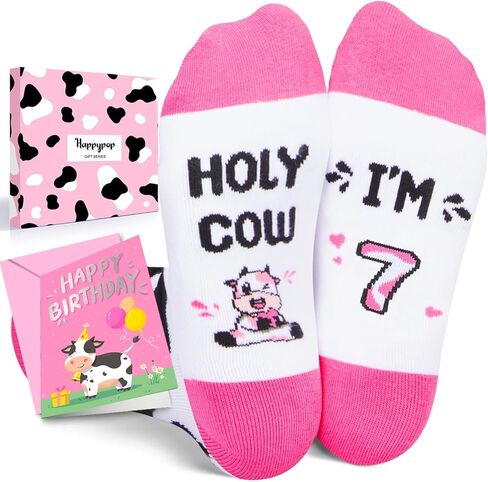 HAPPYPOP 6th Birthday Gifts Ideas for Girls - Socks for Girls Boys Age 6, Six Year Old Gifts for Kids, Presents for 6 Year Olds, Birthday Gift Box with Greeting Card in Saudi Arabia