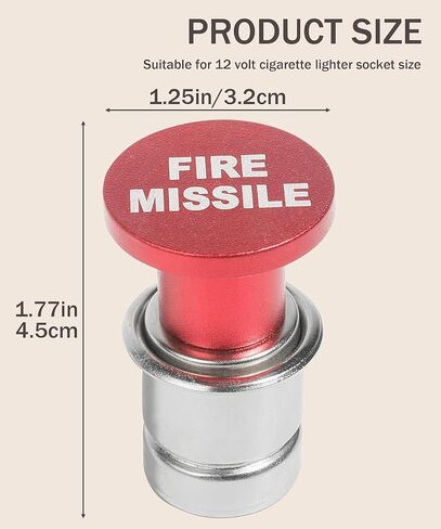 Car Cigarette Lighter,Cigarette Lighter Plug,Car Accessories Car Cigarette Lighter,12V Anodized Aluminum Cigarette Lighter Plug for Most Car Truck Boat (Fire Missiles) in Kuwait