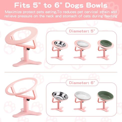 Elevated Cat Bowls Adjustable Cat Bowl Stand,Non-Slip Raised Cat Bowls Stainless Steel Raised Cat Bowls with 15°Tilted Stand for Cats and Puppy Black-2 Pack in Saudi Arabia