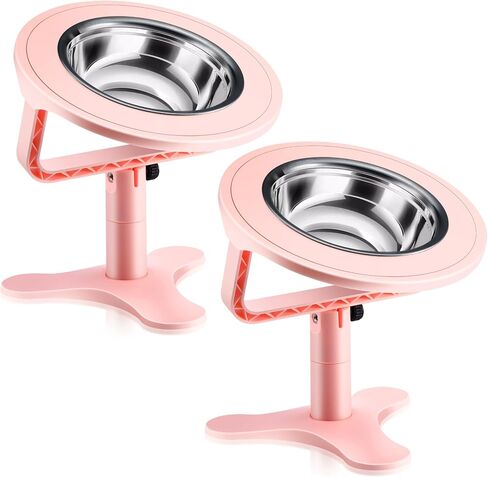 Elevated Cat Bowls Adjustable Cat Bowl Stand,Non-Slip Raised Cat Bowls Stainless Steel Raised Cat Bowls with 15°Tilted Stand for Cats and Puppy Black-2 Pack in Saudi Arabia