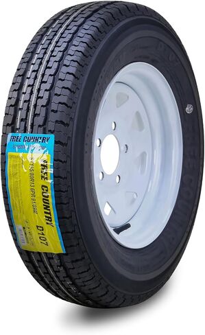 مجموعة عجلات إطارات مقطورة Free Country ST235/80R16 10-Ply E 123L 8 العروة على حافة PCD بيضاء مقاس 6.5 بوصة in Saudi Arabia