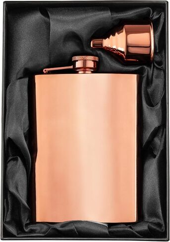 8oz Gold Flask For Liquor + Funnel + Pouch. Classy Black Satin Packaging. Proven Gift For Men or Women. Engraved Well-Deserved. Wedding, Groomsmen, Birthday in Saudi Arabia