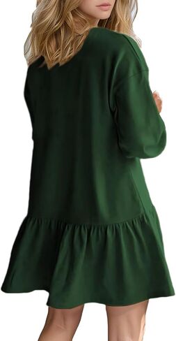 Sweatshirt Dress Women Long Sleeve Crew Neck Pullover Tops Patchwork Oversized Sweatshirt Casual Mini Dresses Y05 in Kuwait