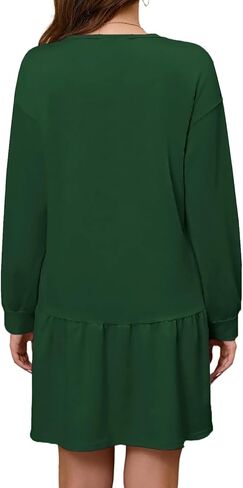 Sweatshirt Dress Women Long Sleeve Crew Neck Pullover Tops Patchwork Oversized Sweatshirt Casual Mini Dresses Y05 in Kuwait