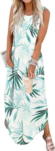 Women's Loose Sundress Long Dress Sleeveless Split Maxi Dresses 2025 Summer Beach Dress with Pockets in Saudi Arabia