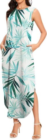 Women's Loose Sundress Long Dress Sleeveless Split Maxi Dresses 2025 Summer Beach Dress with Pockets in Saudi Arabia