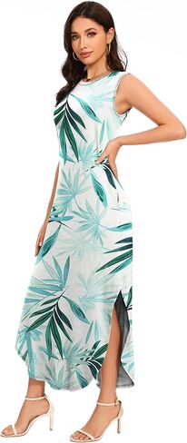Women's Loose Sundress Long Dress Sleeveless Split Maxi Dresses 2025 Summer Beach Dress with Pockets in Saudi Arabia