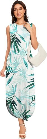 Women's Loose Sundress Long Dress Sleeveless Split Maxi Dresses 2025 Summer Beach Dress with Pockets in Saudi Arabia