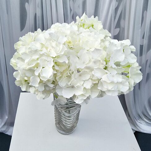 HinyoCo 28 Pcs Large Silk Hydrangea Flowers Artificial Flowers 8 inch Hydrangea Head with stem,Used for Home Wedding Party Decoration (Ivory) in Saudi Arabia