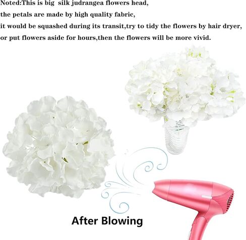 HinyoCo 28 Pcs Large Silk Hydrangea Flowers Artificial Flowers 8 inch Hydrangea Head with stem,Used for Home Wedding Party Decoration (Ivory) in Saudi Arabia