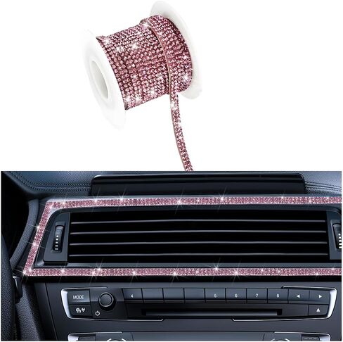 BELOMI Bling Car Trim Self Adhesive Strip, 16.4Ft Crystal Rhinestone Vehicle Dashboard Line Molding Stickers, Diamond Auto Interior Exterior Decor Accessories for Women Girls, Universal Fit（Black） in Saudi Arabia