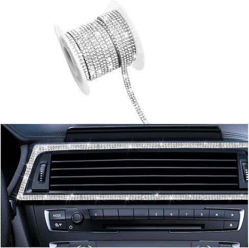 BELOMI Bling Car Trim Self Adhesive Strip, 16.4Ft Crystal Rhinestone Vehicle Dashboard Line Molding Stickers, Diamond Auto Interior Exterior Decor Accessories for Women Girls, Universal Fit（Black） in Saudi Arabia