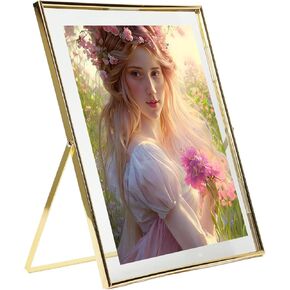 10x12 Gold Floating Frame,Glass Picture Frame for Photo (7x9,8x10,9x10,8x11,8.5x11 in Float Effect),up to 10 by 12" Full Size Display,Self Standing for Wedding/Document/Bill,25x30cm Frame