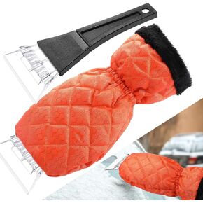 WILLBOND Ice Scraper with Glove Waterproof Car Windshield Scraper No Scratch Comfortable Glove Ice Scraper Windproof Warm Car Scraper Mitt for SUV Vehicle Truck Snow Quickly Removal (Hot Pink)