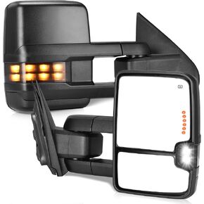 YITAMOTOR Towing Mirrors Compatible with 2014-2018 Silverado Sierra 1500, 2015-2018 Silverado 2500 HD / 3500 HD Side Mirrors Power Heated Telescoping with Smoke LED Turn Signals Clearance Light