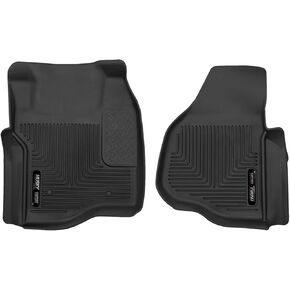 Husky Liners X-act Contour Floor Mats | Fits 2011-2016 Ford F-250/F-350 Crew Cab & SuperCab Without Drivers Side Foot Rest Vehicle or Manual Transfer Case Shifter | Front Row, 2-pc Black - 53301