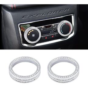 PIFOOG for Ford Explorer Accessories 2022 2021 2020 Bling Air Conditioner Knobs Cover Rear Row AC Knob Cap Decals Stickers Car Interior Trims Silver Crystal 2PCS