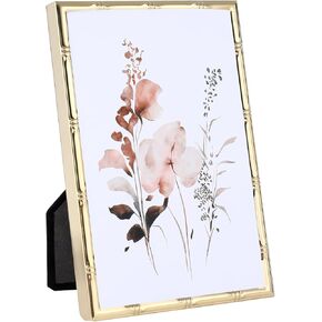 8x10 Bamboo Detail Designs golden Metal Picture Frame,Elegant gold-plated picture frame,used for displaying home decor on walls and tabletops (Gold, 8x10Inch-1Pack)