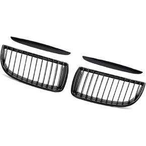 Front Upper Hood Bumper Grille Grill for BMW 325i E90 2005-2008 Front Left Right Upper Bumper Kidney Grille Grill Signal Slat Gloss Black Pair Durable Material