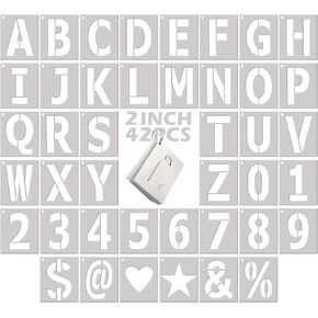 Large Letter Stencils 4 Inch, Thickene Symbol Numbers Craft Stencils, 42 Pcs Reusable Alphabet Templates for Painting, Number Stencils Kit for Painting on Wood, Wall, Rock, Sign, DIY Art Projects
