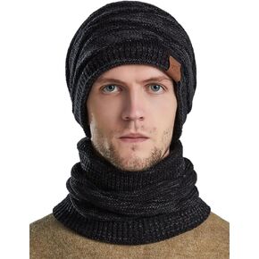 Womens Mens Girls Winter Warm Knitted Beanies Skull Cap & Neck Scarf Sets
