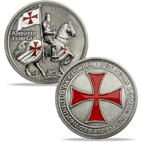 Knights Templar Challenge Coin - Christian Religious Coin Red Cross Faith of The Warrior Collectible Coin Templar Commemorative Gift