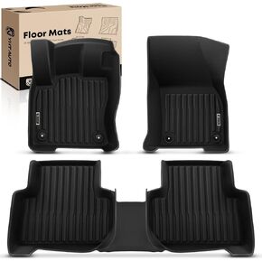 YHTAUTO Floor Mats Fit 2009-2017 Volkswagen Tiguan, TPE All Weather Car Mats Waterproof Anti-Slip Odorless Floor Liner, Interior Car Accessories Front & 2nd Row Liner