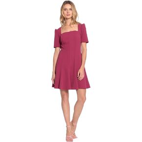 Donna Morgan Women's Short Sleeve Fit and Flare Scuba Crepe Dress