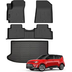 Auxko All Weather Floor Mats Cargo Mat Fit for Kia Soul 2025 2024 2023 2022 2021 2020 TPE Floor Liner Trunk Mat Soul Accessories All Season Odorless Anti-Slip Black