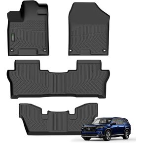 ANBINGO® Floor Mats Custom for Honda Pilot 7 Passenger 2016-2022, 2nd Row with Bucket Seat, Waterproof Car Mats All Weather Mats Guard Automotive Floor Liners Front& Rear& 3rd Row Full Set Black
