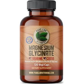 Pure Lab Vitamins Magnesium Glycinate + Taurine + CoQ10 120 Vegi-Caps Made in Canada