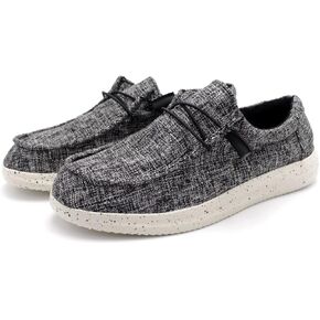 Mens Hola Canvas Upper Fashion Slip On Black Woolen Loafers
