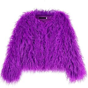 Women's Shaggy Faux Fur Outwear Coat Jacket Long Sleeve Warm Winter