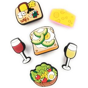WorkedLikeACharm 6pcs Mom is Bougie Charcuterie Board Cheese Avocado Toast Salad Wine Glasses Shoe Charms for Clog Shoes Decoration Gift