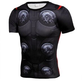 3D Super Hero Close-Fitting Quick-Drying Elastic Sport Cosplay T-Shirt Short Sleeve