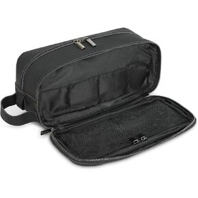 Top Grain Leather Dopp Kit/Toiletry Organizer - Leather Toiletry Travel Bag for Men - Featuring Organizer Compartment, Black