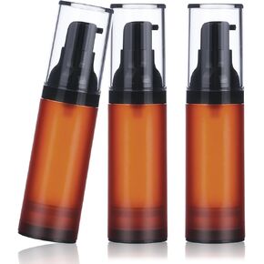 RONRONS Brown Airless Pump Bottles, 0.5 oz Travel Bottles Small Pump Bottle Dispenser Leakproof Cosmetic Containers for Foundation Lotion Shampoo 15ml (6 Pieces)