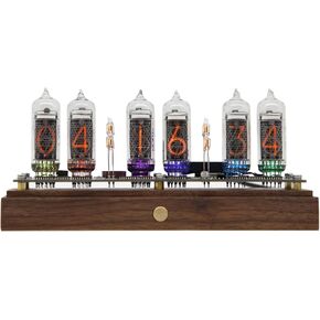 Nixie Tube Clock IN14 Glow Tube Clock with Dust Cover, Remote Control Setting, Supports WiFi Timing, Turns RGB Backlight On/Off, 12/24 Hour Switching, Cyberpunk Decoration