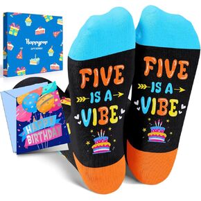 HAPPYPOP 5th Birthday Gifts Socks Ideas - Gift Ideas for Girls Boys Age 5, Presents for 5 Year Olds, Five Year Old Gifts for Kids, Toddler Socks 5t