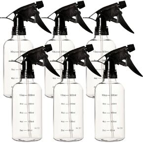 Youngever Set of 6 Empty 12 Ounce Plastic Spray Bottles with Measurement, Spray Bottles for Hair and Cleaning Solutions