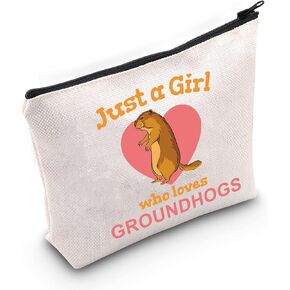 LEVLO Funny Groundhogs Cosmetic Make up Bag Animal Lover Gift Just A Girl Who Loves Groundhogs Makeup Zipper Pouch Bag Groundhogs Lover Gift (Loves Groundhogs)