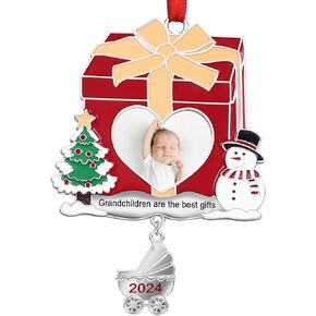 Grandma Christmas Ornament 2024, Grandparents Ornament, Grandma Picture Frame Ornament, Personalized Christmas Ornament Gifts for Grandparents