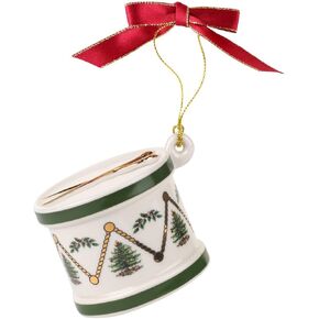 Spode Christmas Tree Drum Ornament, Elegant Hanging Decoration for Christmas Trees - Holiday Home Accents & Festive Ornament - Thoughtful Keepsake & Gift for Friends & Family