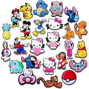 25 40Pcs Random Cartoon Charms for Shoe, Cute Cartoon Shoe Charms for Clogs Sandals Decoration