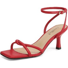 Women's Sandals Square Open Toe Kitten Heels Strappy Ankle Strap Sandals for Women Comfort Dress Party Shoes