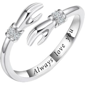 Adjustable Hug Ring for Women 925 Sterling Silver Fine Jewelry Gift for Her, Birthstone Ring