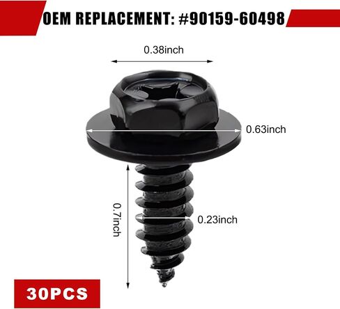 30 PCS Fender Liner Screw Bolt, 90159-60498 Hex Head Screw Bolts, Fender Bumper Bolts Retainers for Camry, Tundra Highlander, RAV4, Tacoma, ES, GS, Car Accessories in Saudi Arabia
