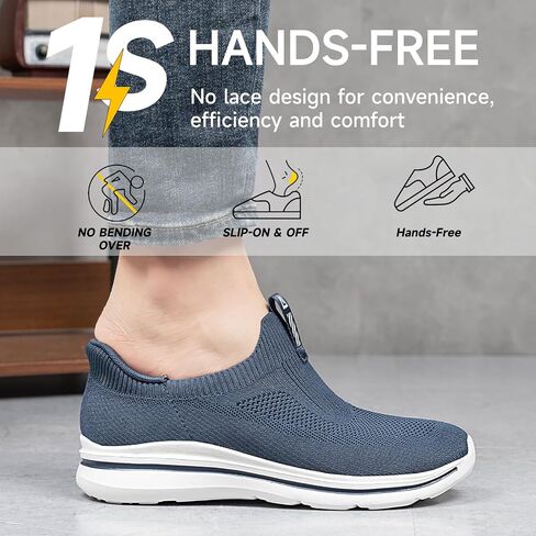 Mens Hands Free Slip On Walking Shoes Breathable Lightweight Sneakers Athletic Non Slip Running Shoes Comfortable Casual Loafers for Workout in Saudi Arabia