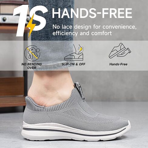 Mens Hands Free Slip On Walking Shoes Breathable Lightweight Sneakers Athletic Non Slip Running Shoes Comfortable Casual Loafers for Workout in Saudi Arabia